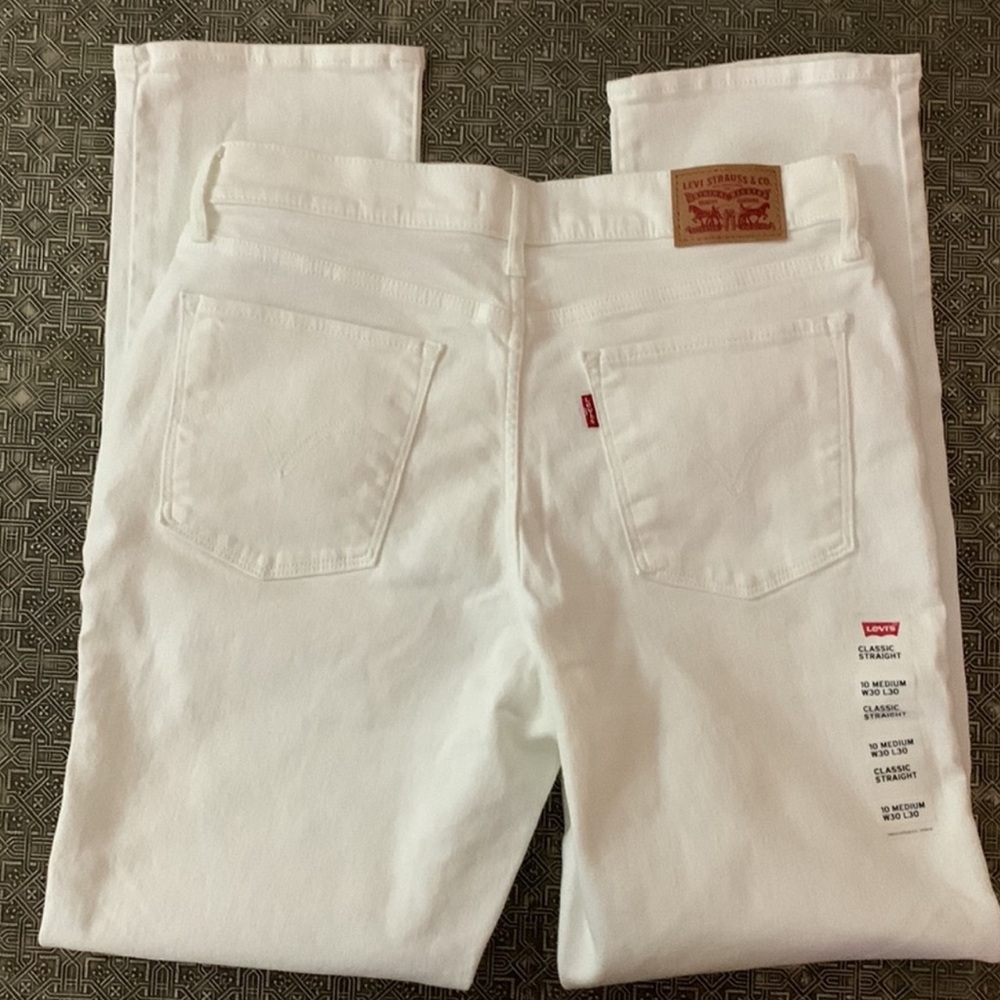 🔅Levi's Classic Straight Leg White Denim Jeans Women’s Size 30W x 30L
